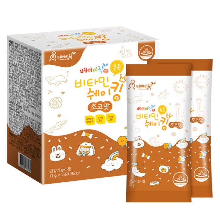 베이비락 튼튼비타민 쉐이킹 초코맛, 13g, 15개입 대표 이미지 - 초코 영양제 추천