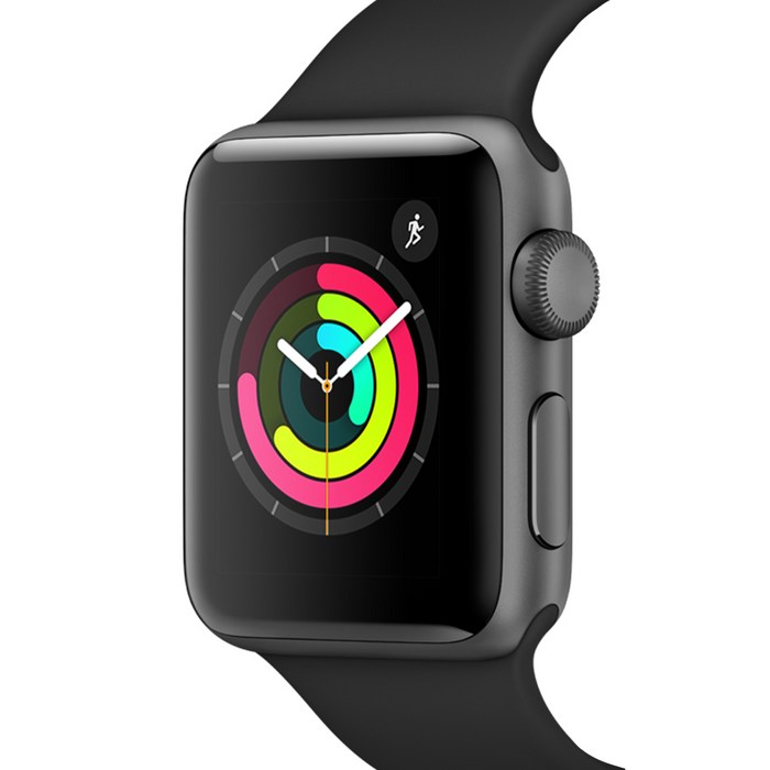 Apple 애플워치3, 스페이스 그레이 알루미늄 케이스,블랙 스포츠 밴드, 38mm, GPS 대표 이미지 - 여자 손목시계 추천