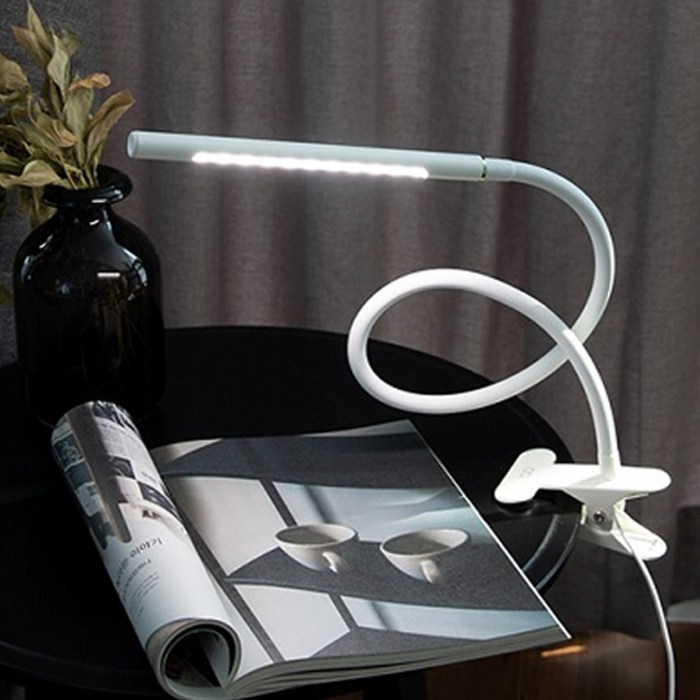 오아 클립 LED 학습용 책상 무선 USB 스탠드 침대 공부 독서등, 화이트