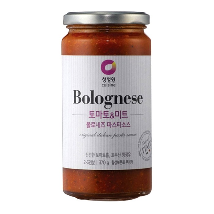 청정원 볼로네즈 파스타소스 토마토&미트, 370g, 1개 대표 이미지 - 파스타 레시피 추천