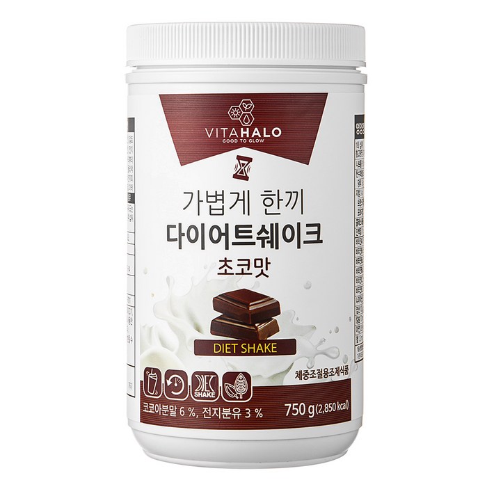 비타할로 가볍게 한끼 다이어트 쉐이크 초코맛, 750g, 1개 대표 이미지 - 초코맛 프로틴 추천