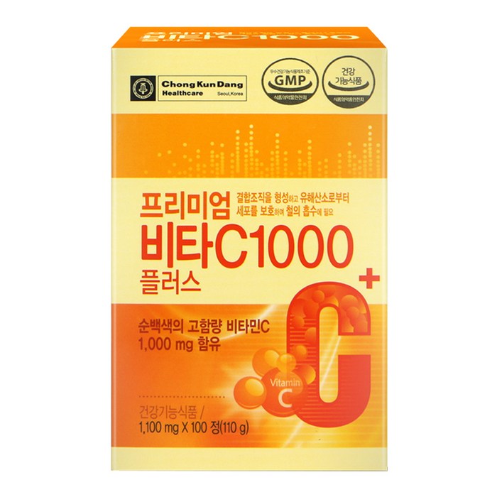 종근당건강 프리미엄 비타C 1000플러스, 100정, 1개 대표 이미지 - 비타민C 추천