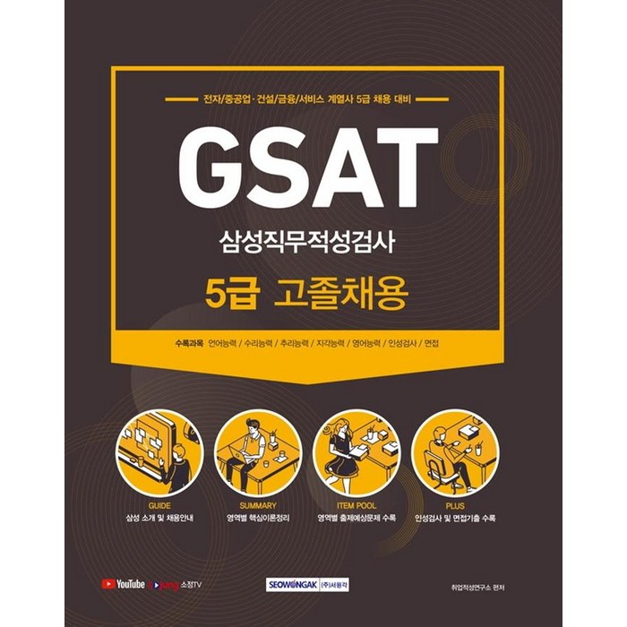 [서원각]2021 GSAT 삼성직무적성검사 5급 고졸채용, 서원각 대표 이미지 - GSAT 책 추천