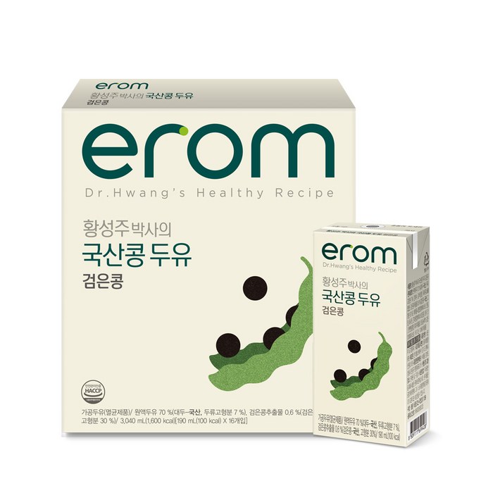 이롬 황성주 박사의 국산콩 두유 검은콩, 190ml, 16개 대표 이미지 - 별창 추천