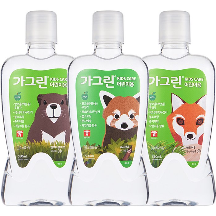 동아제약 어린이용 가그린 사과향, 550ml, 3개 대표 이미지 - 키즈 치약 추천