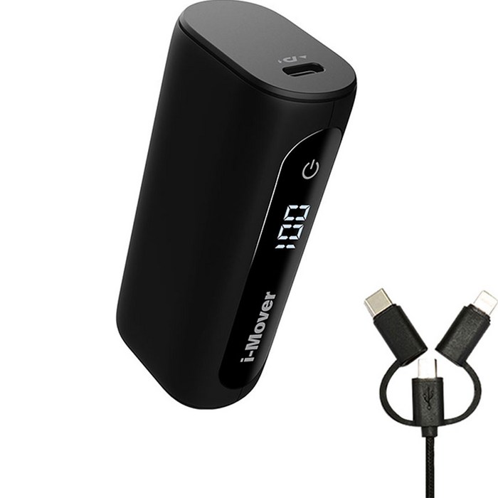 아이무버 QC 3.0 PD 20W 고속충전보조배터리 5000mAh 멀티단자, 블랙 대표 이미지 - 보조배터리 5000 추천