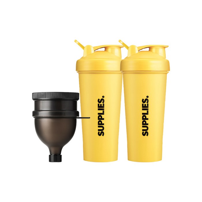 서플라이스 쉐이커 보틀 700ml x 2p + 파우더 깔때기, 옐로우 대표 이미지 - 쉐이커 보틀 추천