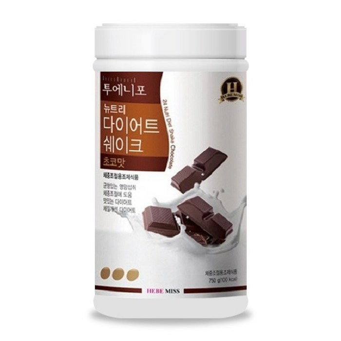 뉴핏 투에니포 뉴트리 다이어트 쉐이크 초코맛, 750g, 1개 대표 이미지 - 초코맛 프로틴 추천