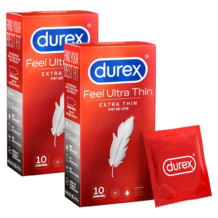 듀렉스 필 울트라 씬 콘돔, 10개입, 2개 대표 이미지 - 얇은 콘돔 추천