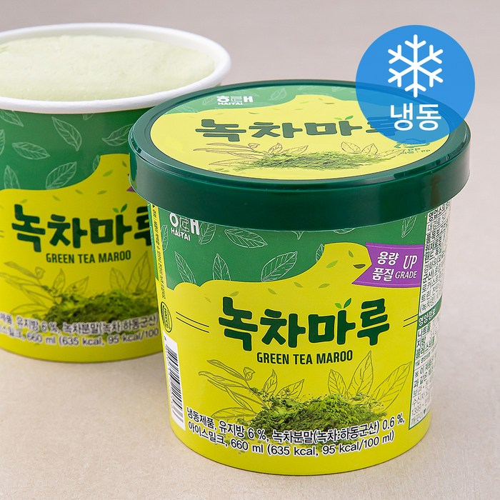 해태제과 녹차마루 홈 아이스크림 (냉동), 660ml, 2개 대표 이미지 - 녹차 아이스크림 추천