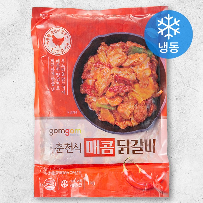 곰곰 춘천식 매콤 닭갈비 (냉동), 1kg, 1개 대표 이미지 - 닭갈비 추천