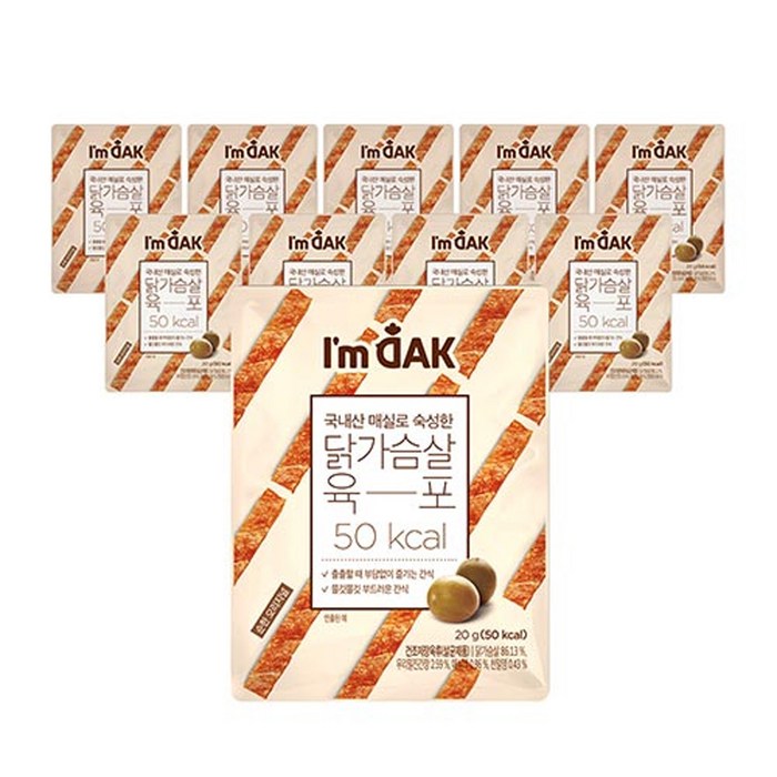 아임닭 국내산 매실로 숙성한 닭가슴살 육포, 20g, 10개입 대표 이미지 - 아임닭 추천