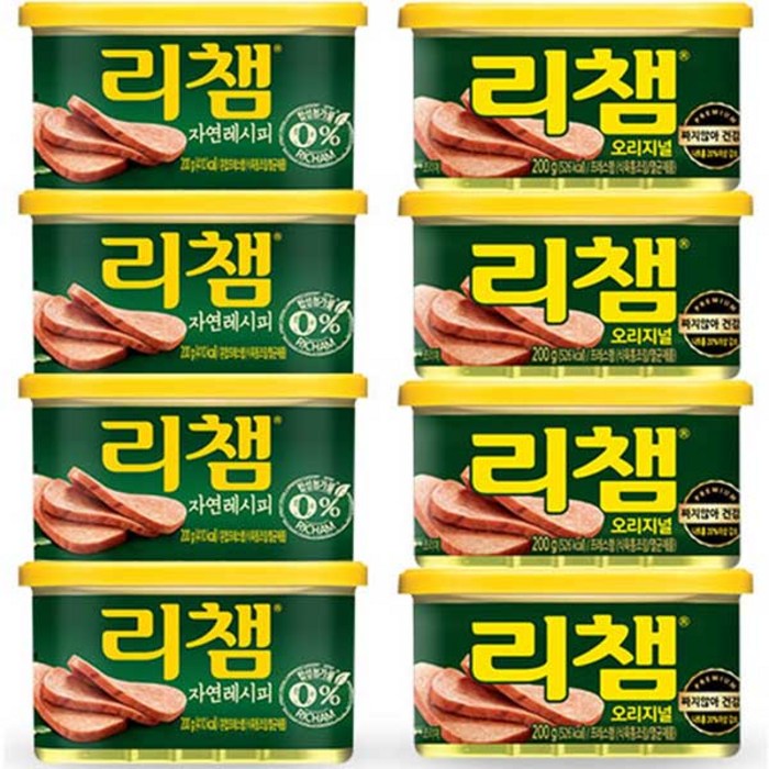 리챔 오리지널 200g x 4p + 자연레시피 200g x 4p, 1세트 대표 이미지 - 짜지않은 햄 추천