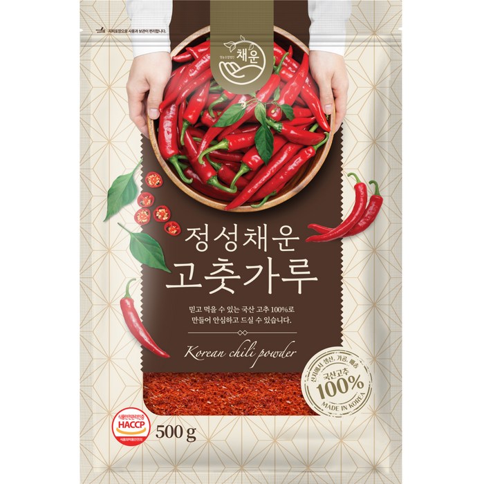 채운영농조합 국산 고춧가루 보통굵기 보통매운맛, 500g, 1개 대표 이미지 - 고추 빱니다 추천