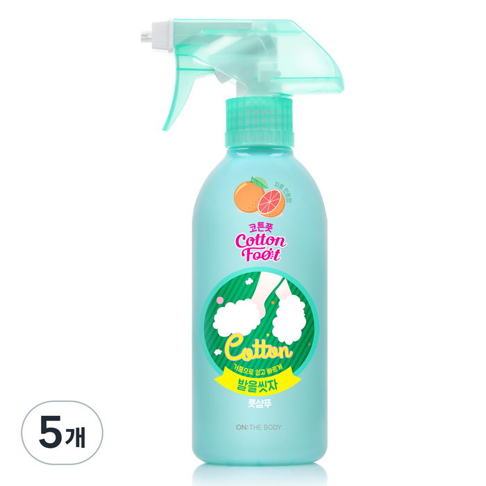 온더바디 코튼풋 발을 씻자 풋샴푸 자몽민트향 385ml, 385ml, 5개