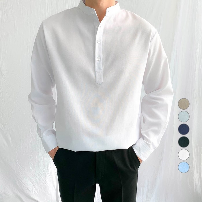 제이에이치스타일 남성용 옥스포드 헨리넥 셔츠 JMROK166 대표 이미지 - 오픈카라 셔츠 추천