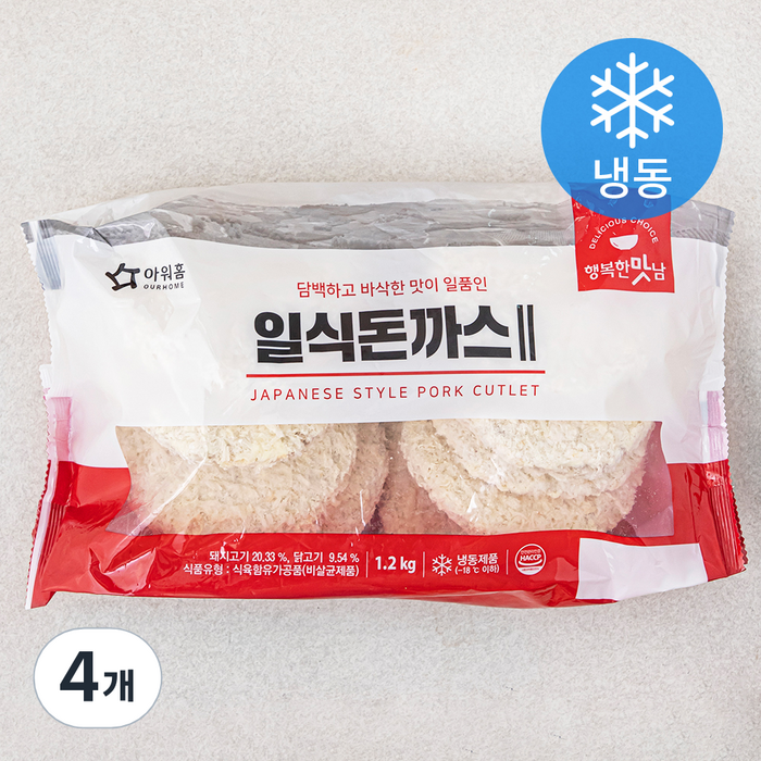 아워홈 행복한맛남 일식돈까스2 (냉동), 1.2kg, 4개 대표 이미지 - 돈까스 맛집 추천