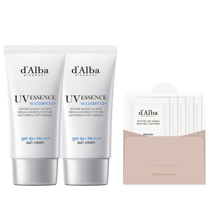 달바 워터풀 에센스 선크림 SPF50+PA++++ 50ml 2개 + 약산성 젤 클렌저 15ml, 1세트