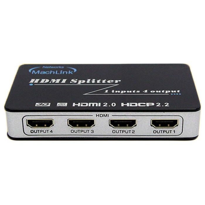 마하링크 HDMI 2.0 1대4 Ultra 4K 3D UHD 분배기 ML-HSP446, 혼합 색상, 1개 대표 이미지 - HDMI 분배기 추천