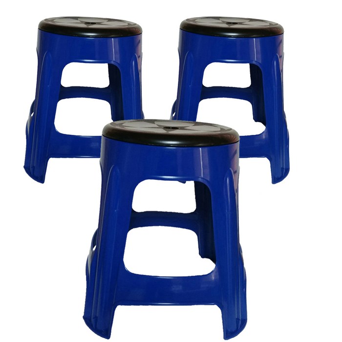 투에이산업 원형 회전의자 3p, 블루