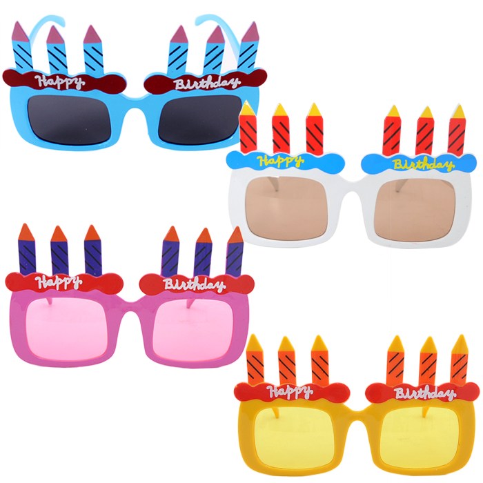 파티쇼 촛불케익 안경 4종, 블루, 옐로우, 핑크, 화이트, 1세트