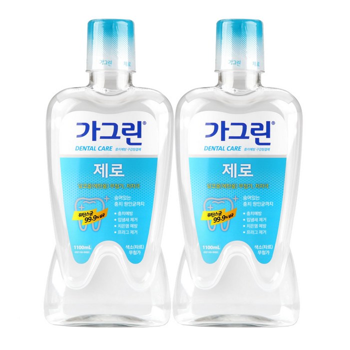 가그린 제로 구강청결제, 1100ml, 2개 대표 이미지 - 아가리 똥내 추천