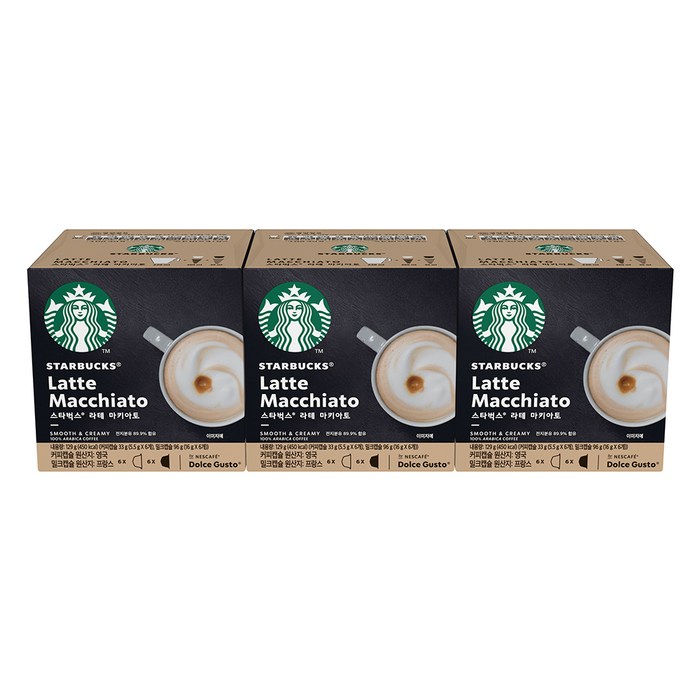 스타벅스 라테마키아토 네스카페 돌체구스토용 커피캡슐 5.5g x 6p + 밀크캡슐 16g x 6p 세트, 3세트 대표 이미지 - 돌체라떼 추천