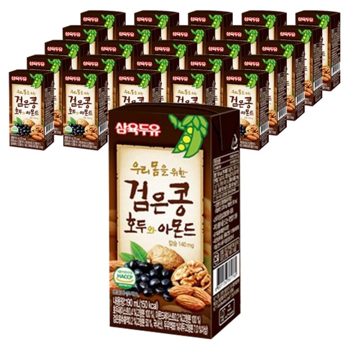 삼육두유 검은콩호두아몬드 두유, 190ml, 96개 대표 이미지 - 아몬드 추천