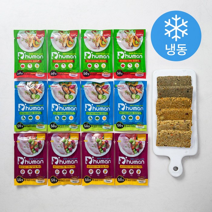 듀먼 닭가슴살 영양특식 50g x 3종세트 (냉동), 닭가슴살 + 연어 혼합맛, 닭가슴살 + 초록입홍합 혼합맛, 닭가슴살 + 토마토 혼합맛, 4세트 대표 이미지 - 강아지 화식 추천