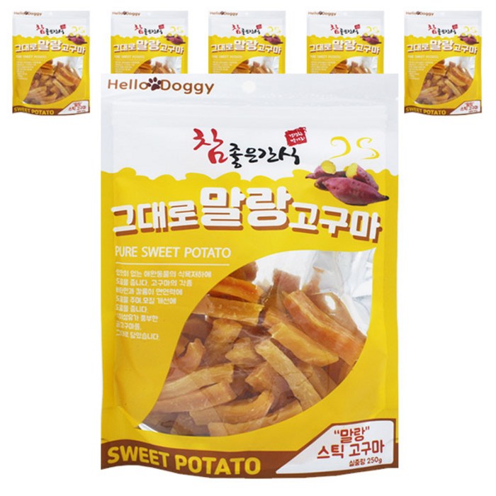 참좋은간식 그대로 말랑 스틱 고구마 건조간식 250g, 고구마맛, 6개 대표 이미지 - 강아지 고구마 추천