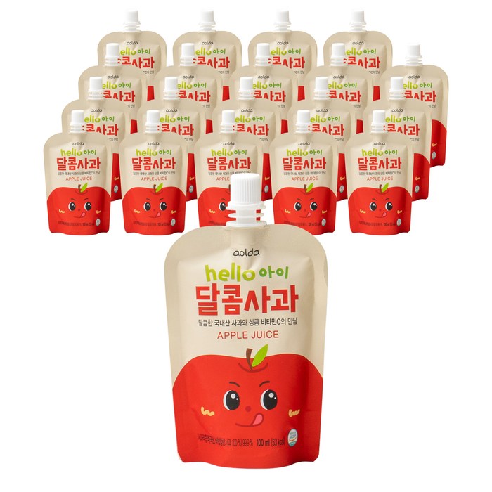 아올다 헬로아이 달콤사과 주스 100ml, 사과맛, 20개 대표 이미지 - 푸룬주스 추천