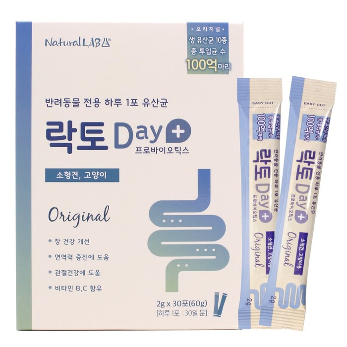 굿데이 반려동물 락토데이 오리지널 100억 프로바이오틱스 30p, 장건강, 1개 대표 이미지 - 고양이 영양제 추천