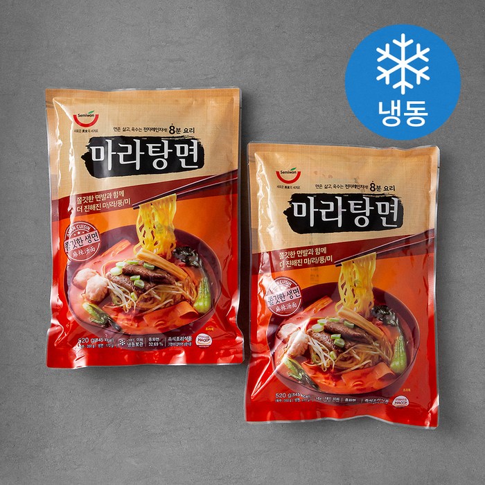 세미원 8분 요리 마라탕면 (냉동), 520g, 2팩 대표 이미지 - 마라탕 밀키트 추천