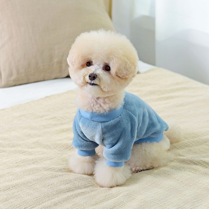 펫츠랜드 강아지 마카롱 밍크 티셔츠, 블루