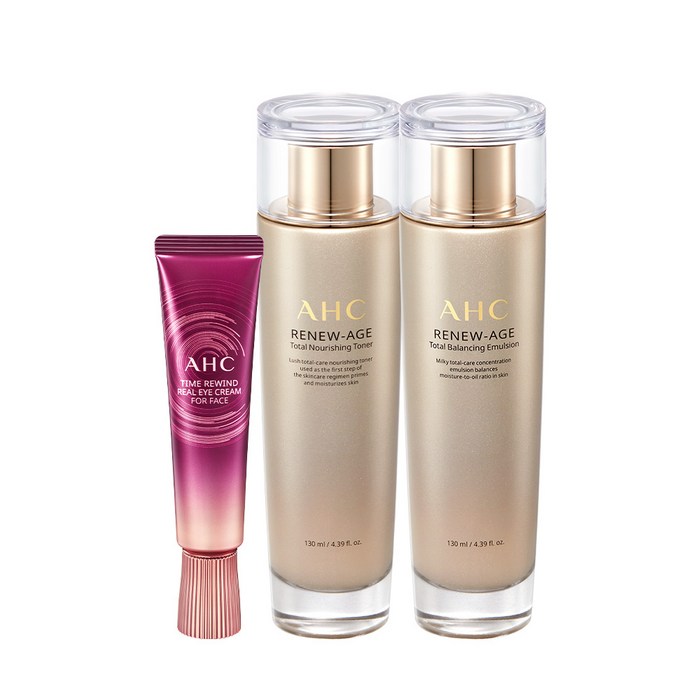 AHC 리뉴에이지 토너 + 로션 + 타임리와인드 아이크림 30ml, 1세트 대표 이미지 - 엄마 화장품 추천