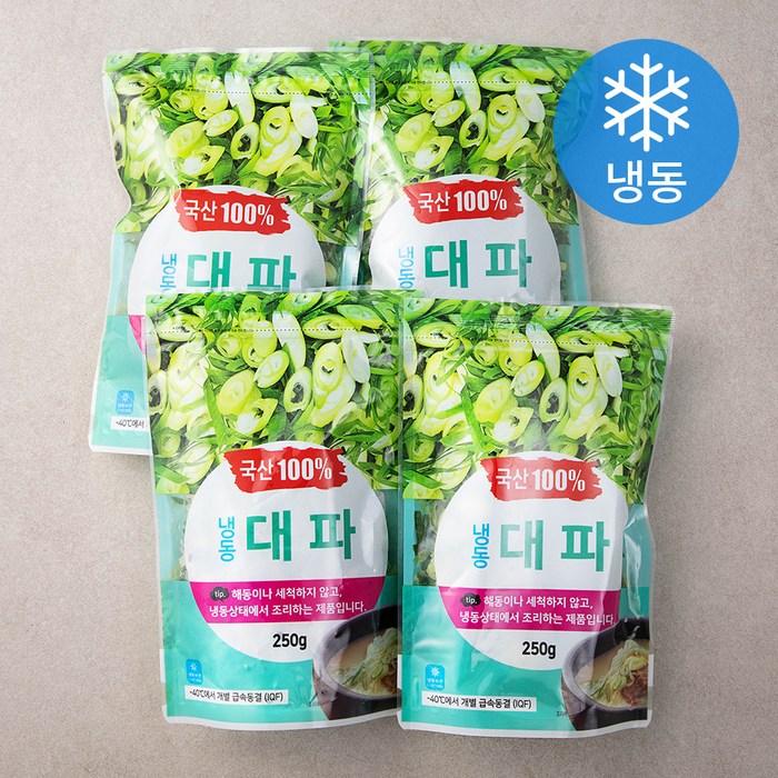 그린피아 대파 (냉동), 250g, 4개 대표 이미지 - 손질 대파 추천