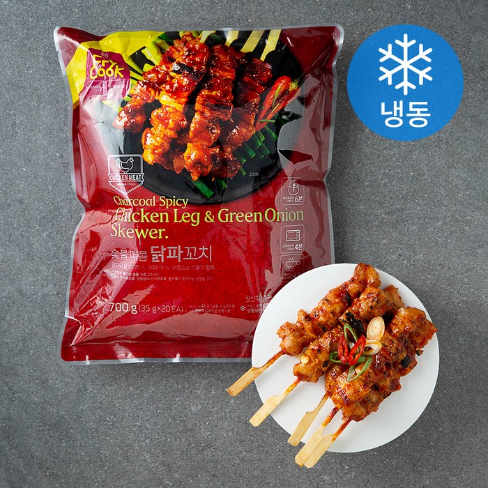 프라이쿡 숯불 매콤 닭다리살 파 꼬치 (냉동), 700g, 1개 대표 이미지 - 숯불 닭꼬치 추천