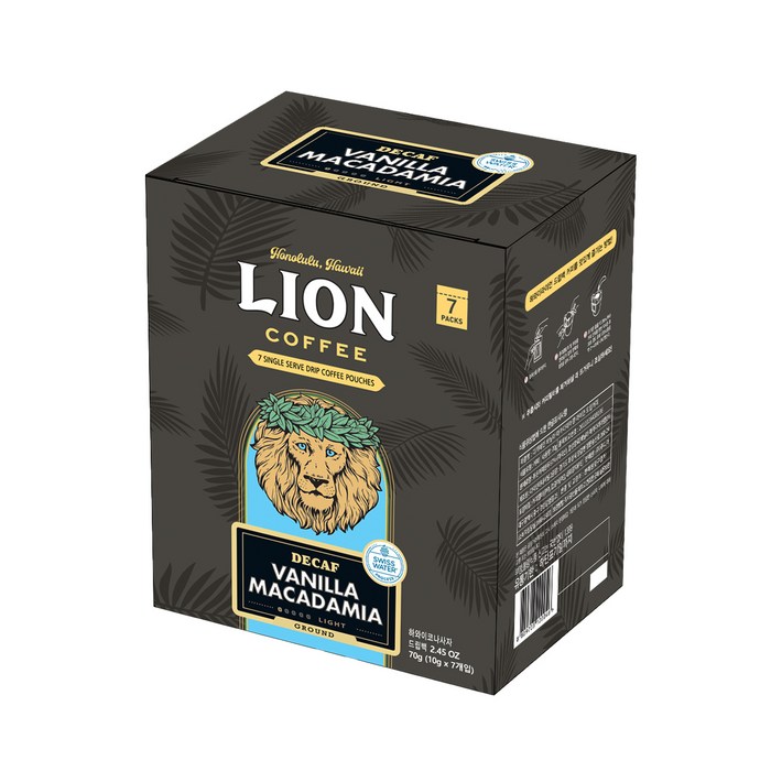 라이언커피 디카페인 바닐라 마카다미아향 드립백커피 10g x 7p, 70g, 1개 대표 이미지 - 드립커피 추천