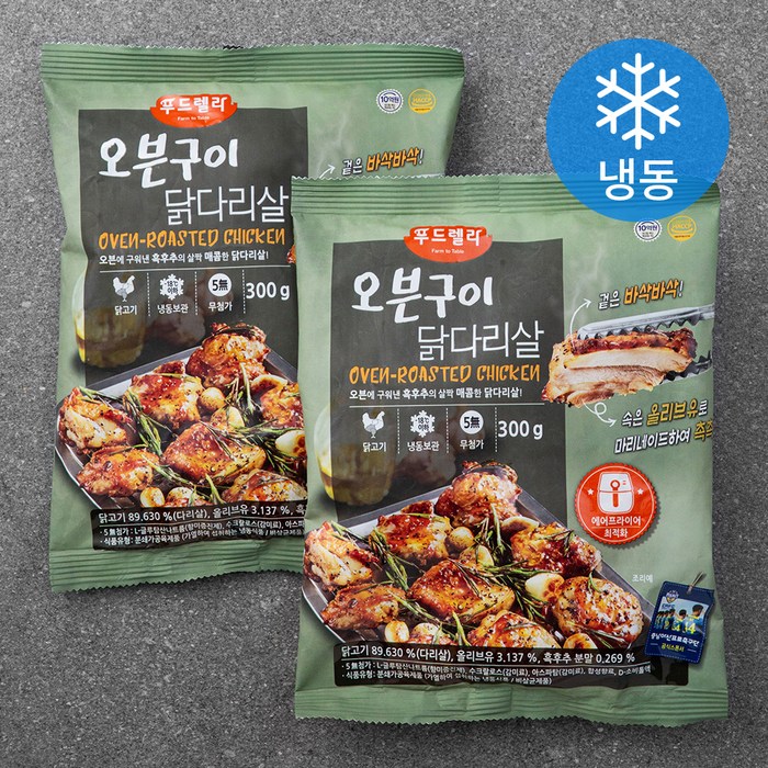 푸드렐라 오븐구이닭다리살 (냉동), 300g, 2개 대표 이미지 - 오븐치킨 추천