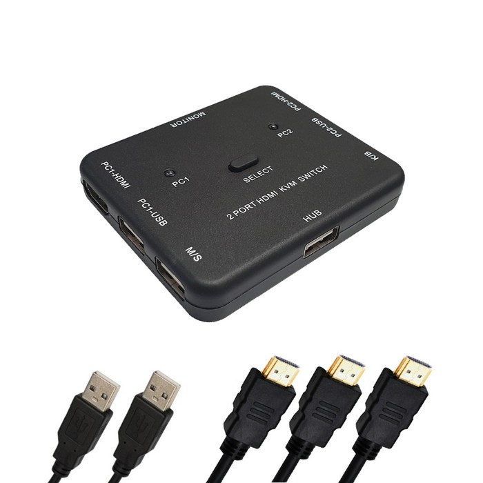 랜스타 HDMI KVM스위치 PC 키보드 마우스 공유 스위치 모니터 공유 케이블세트, LS-HD2KVM 대표 이미지 - KVM 스위치 추천