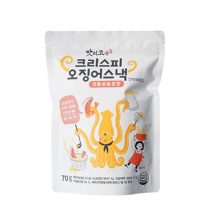 맛의고수 크리스피 오징어 스낵 크림쉬림프맛, 70g, 1개 대표 이미지 - 진미채 추천