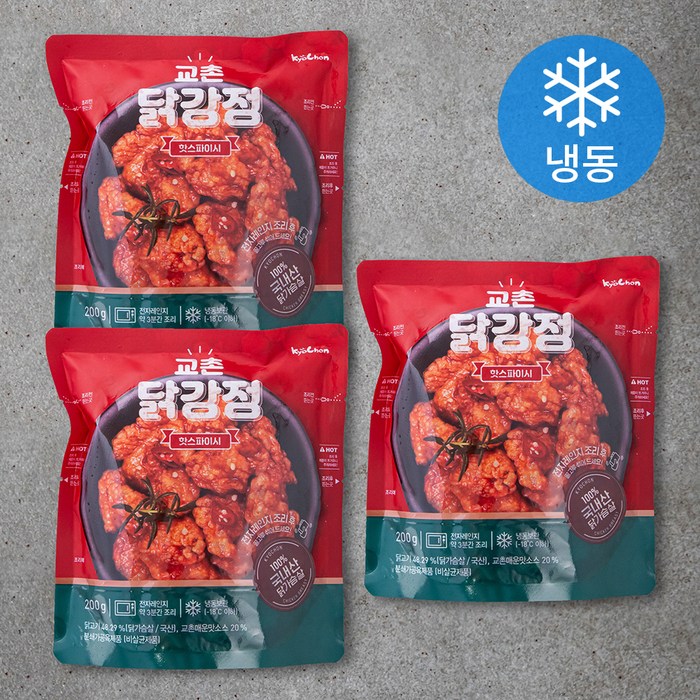 교촌 닭강정 핫스파이시 (냉동), 200g, 3개 대표 이미지 - 닭강정 추천