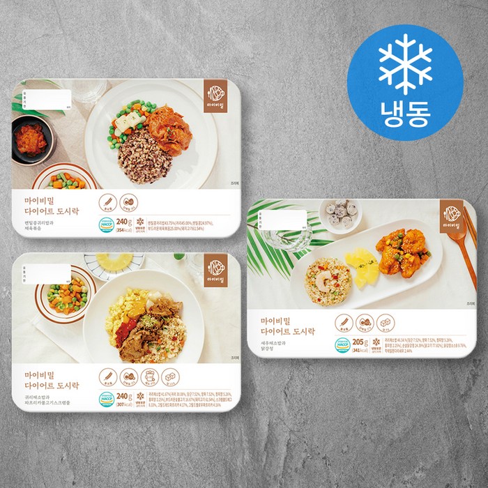 마이비밀 다이어트 도시락 시즌 3 3종 세트 685g (냉동), 1세트 대표 이미지 - 식단관리 도시락 추천