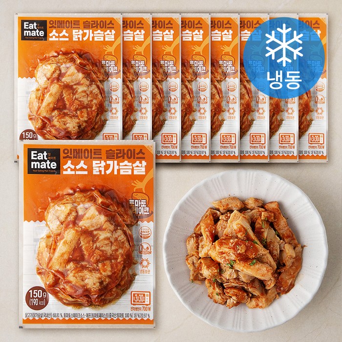 잇메이트 슬라이스 소스 닭가슴살 토마토스테이크 (냉동), 150g, 9팩 대표 이미지 - 닭가슴살 슬라이스 추천