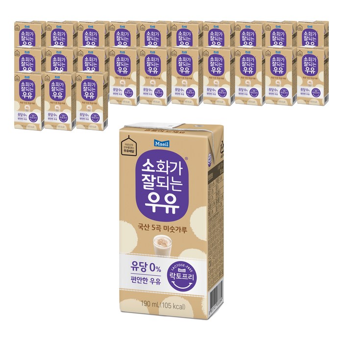 매일유업 소화가 잘되는 우유 5곡 미숫가루, 190ml, 24개 대표 이미지 - 미숫가루 추천