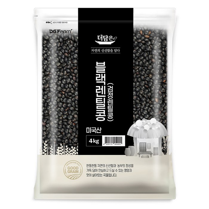더담은 미국산 블랙렌틸콩 검정렌틸콩, 1개, 4kg 대표 이미지 - 렌틸콩 추천