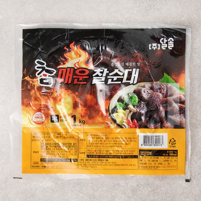 달솔 참 매운찰순대, 1kg, 1개 대표 이미지 - 삼계탕 찹쌀 추천