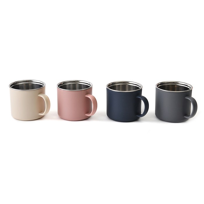 디유 스텐 머그컵 300ml x 4종 세트, 그레이, 네이비, 핑크, 아이보리, 1세트 대표 이미지 - 뚜껑있는 머그컵 추천