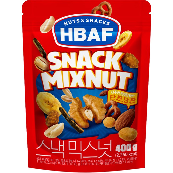 HBAF 넛츠앤스낵스 스낵 믹스넛, 400g, 1개 대표 이미지 - 바프 식단 추천