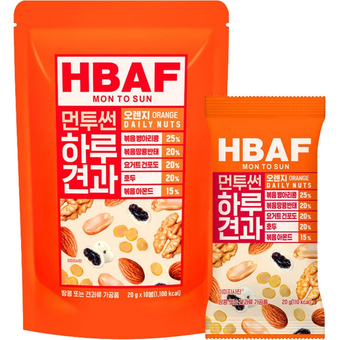 HBAF 하루견과 먼투썬 오렌지, 20g, 10개 대표 이미지 - 바프 먼투썬 추천